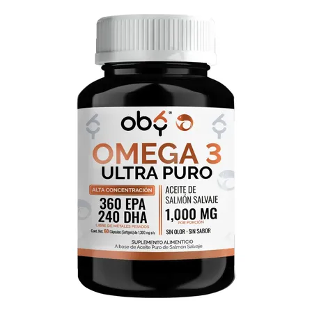 Omega 3 Premium 1300mg | Aceite De Salmon Oil Ultra Puro | Alto Epa Y Dha Como Tg | Tecnologia Sin Sabor Sin Olor | Oby Suplemento Alimenticio Omega Tres Fish | Vitaminas Mujer Hombre | 60 Capsulas