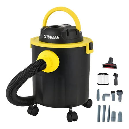 Aspiradora Portátil Seco/soplo 3hp, Filtro Hepa, 12l Con Ruedas- Aspiradora Para Auto Y Hogar Incluye 11 Accesorios Para Auto, Hogar, Taller Y Alfombras Negro