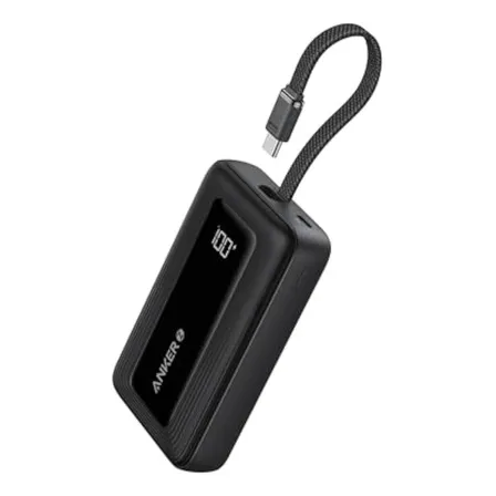 Power Bank Anker Zolo 20000mah 30w, Con Cable Tipoc Integrado, Carga Rápida, Compacto Y Portátil, Compatible Con iPhone (serie), Xiaomi, Motorola Y Samsung Galaxy S24/s23/s22/s21  Color Negro Black