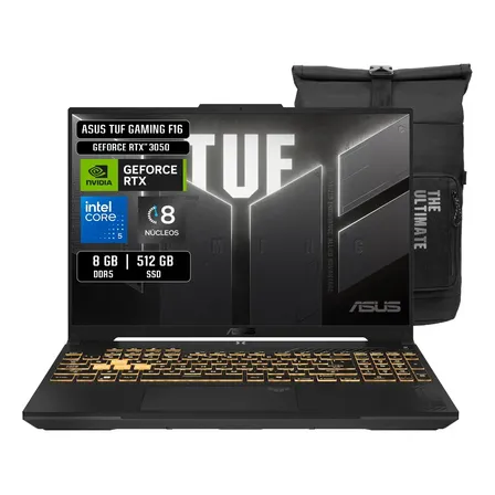 Laptop Asus Tuf Gaming Tuf Ci5 8gb 512gb Rtx3050 + Mochila Negro