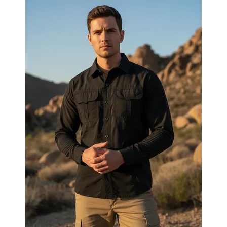 Camisa Manga Larga Hombre Camisa Táctica Suelta Confort