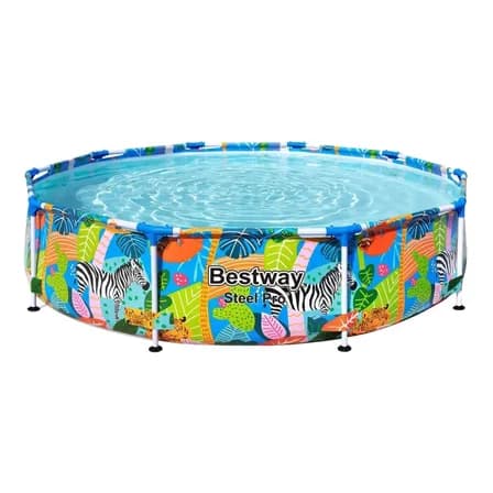 Alberca Estructural Bestway Steel Pro 56985 X 305 M De Ancho X 3.05 M De Diámetro Multicolor Cebra