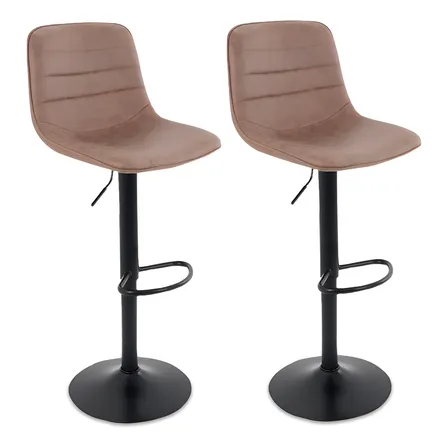 Silla De Bar Giratoria Con Respaldo Reposapies Moderna 2 Pz Acabado De La Estructura Negro Color Café