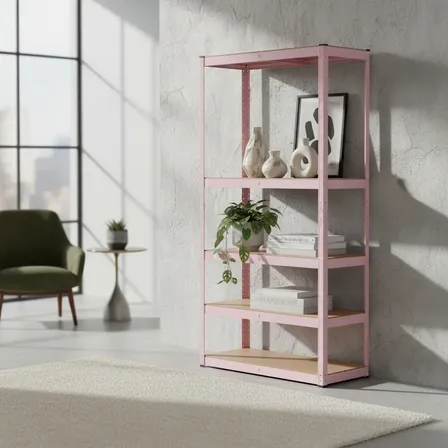 Estante Metálico 5 Niveles Rosa Resistente 175kg Onof Esm-01 Rosa Claro