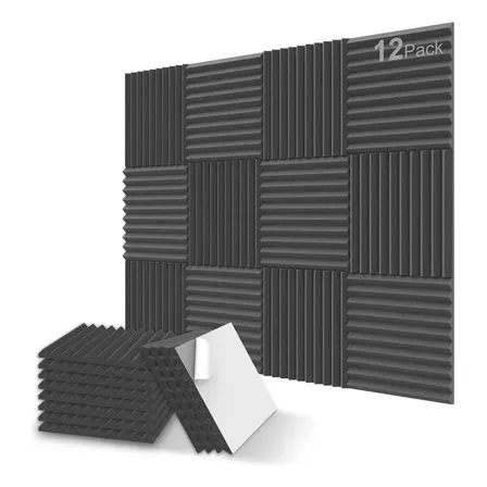 Paneles Acústicos Autoadhesivos 30x30x2.5cm Reducción Ruido Pack 12 Negro
