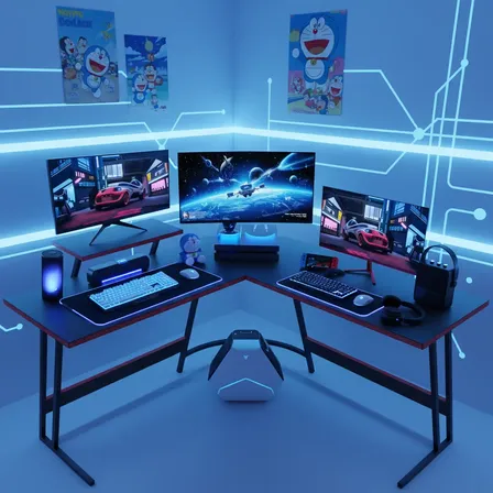 Escritorio Gamer Minimalista L Mesa De Computadora Y Estudio Negro