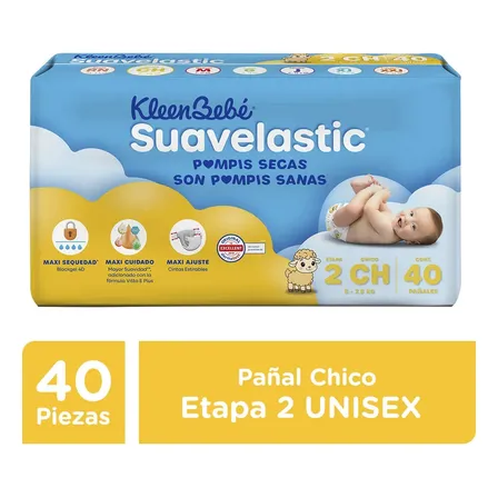 Pañales Kleenbebé Suavelastic Etapa 2 Unisex 40 Piezas Pequeño (p) Sin Género