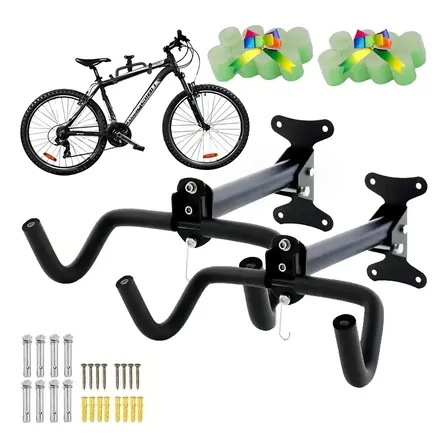 2pz Doble Gancho Bicicleta Soporte Porta Bicicleta Pared Negro