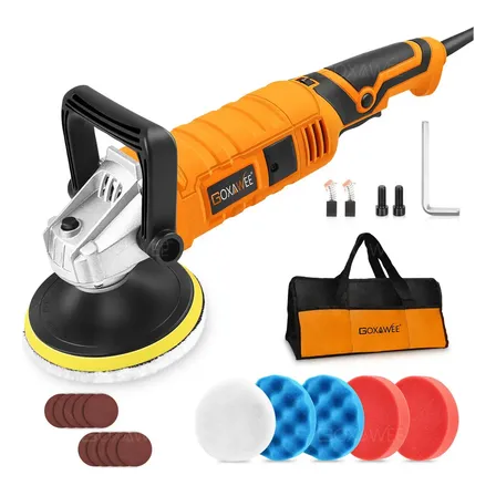 Goxawee® Pulidora Para Autos Motocicleta Herramientas Eléctricas Lijado, Desbaste Y Pulido 6inch 1400w 3600rpm Kit De Detallado Completo Con Almohadillas, Almohadilla