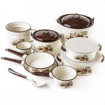 Batería De Cocina Cinsa Clásica De Peltre Modelo Armonía Plus Color Crema 14 Piezas