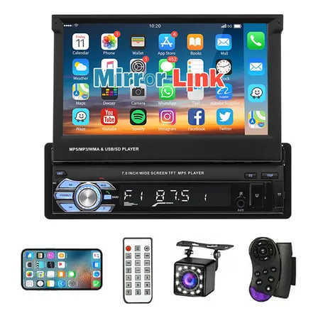 Fnbrli Autostereo 1 Din 7 Pulgadas Retactil Bluetooth Mirrorlink Camera