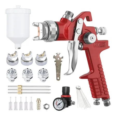 Pistola Hvlp Pistolas Para Pintar 600ml 3 Boquillas Gravedad Compresor Rojo