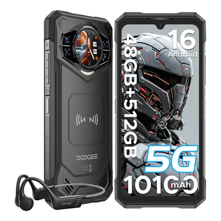 Doogee S200x Celular A16 5g Smartphone Teléfono Resistente Dual Sim 10100mah 48gb Ram+512gb Rom 6.72  Fhd+ 120 Hz 100 Mp Cámara Wifi6/nfc/otg/gps/octa Core/audifonos/bluetooth/celulares Gaming Negro