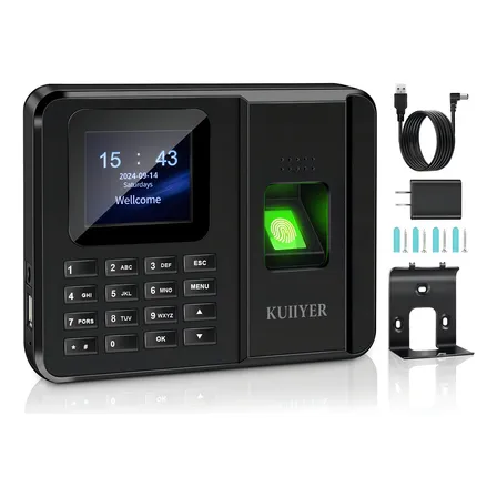 Reloj Checador Huella Biométrico Digital Kuiiyer Soporte Para 12 Idiomas Y Voz Aisoporte Para El Reconocimiento De Huellas Dactilares Reconocimiento De Pin Soporte Para Exportar Datos Por Usb Negro