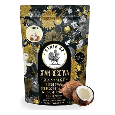 Café Molido De Altura - Sabor Coco | 454gr | Tostado Medio | Sin Azúcares Añadidos | 100% Arábica | Certificación Kosher | Cafe Molido Para Cafetera - Café Molido Medio | Etnia 52