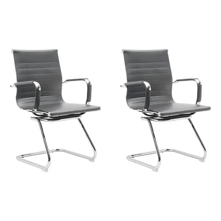 Silla De Escritorio Eke Life Home Yx-9014 Ergonómica Gris Con Tapizado De Cuero Sintético X 2 Unidades