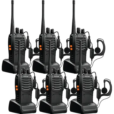 6 Walkie Talkies Cobling 888s Uhf 400-470mhz Manos Libres 16 Canales Con Linterna Negro