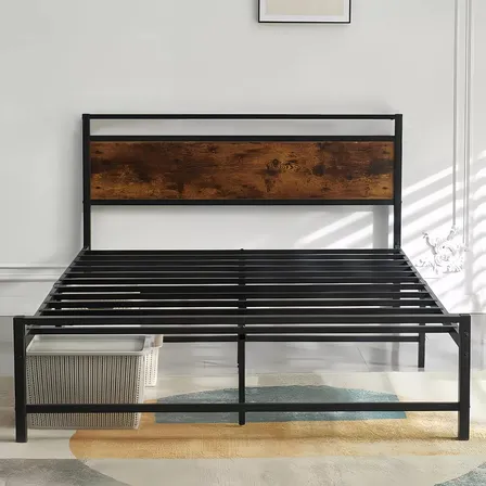 Cama Matrimonial, Base De Cama De Metal Color Negro 2x1.35m Individual