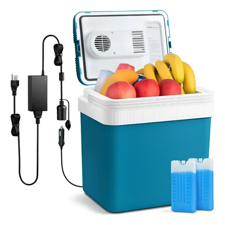Astroai Enfriador Eléctrico De 24 Litros 12v 110v Cc Eléctrico Cooler Portátil 34 Latas Hielera Camping Hielera Portátil... Azul Petróleo