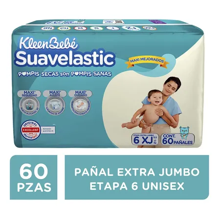 Pañales Kleenbebé Suavelastic Etapa 6 Unisex 60 Piezas Extra Jumbo Sin Género