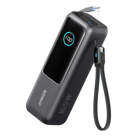 Power Bank Anker 25000mah 100w Para Laptop, Con 3 Puertos Usbc Y Cables Integrados Retráctiles, Carga Múltiple, Compatible Con iPhone, Macbook, Samsung, Xiaomi, Motorola Y Más Negro