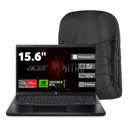 Laptop Gamer Acer Nitro V15 Ryzen 7 Rtx 4050 16gb 512gb Ssd Negro