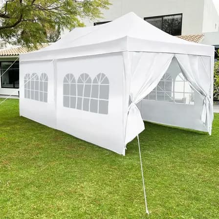 Toldo Carpa Con Paredes Plegable Retráctil 3x6 M + Maleta Tranportadora Uso Rudo Reforzado Para Jardín Eventos Armored Travel Blanco 3x6