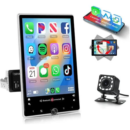 Estéreo 10.4 Pulgada Desmontable Giratorio 1 Din Mp5 Carplay 1531w