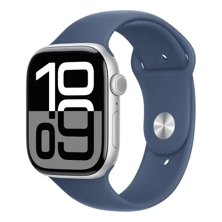 Apple Watch Series 10 Gps  Caja De Aluminio Color Plata De 46 Mm  Correa Deportiva Azul Denim - M/l