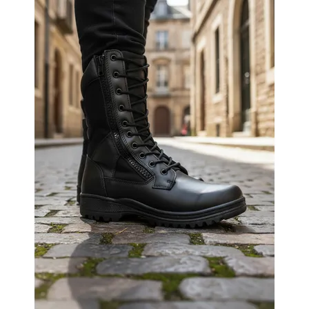 Bota Tactica Swat Piel Caballero Antiderapente Sin Casquillo