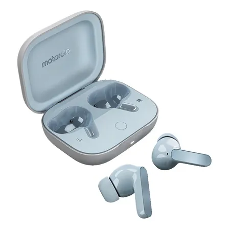 Motorola Audífonos Moto Buds Anc -50db, Con Dolby Atmos, Hi-res Audio, 12.4mm Dynamic Driver, Azul Claro