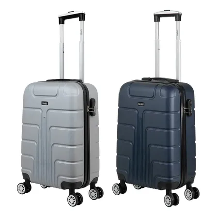 Combo Maletas De Viaje Cabina Carry On 20in 10kg 2 Piezas Color Azul Marino Y Gris Plata Liso