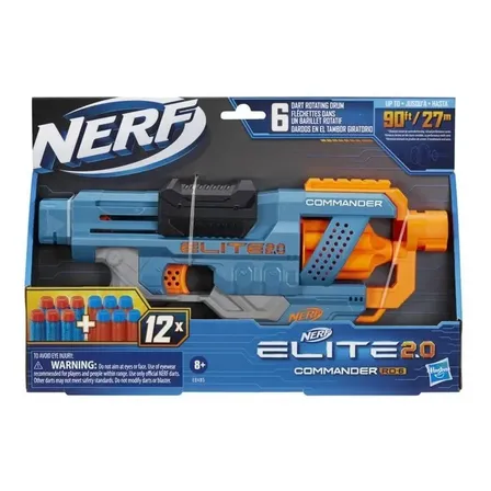 Lanzador Commander Rd-6, Con 12 Dardos Nerf Elite, +8 Años Azul