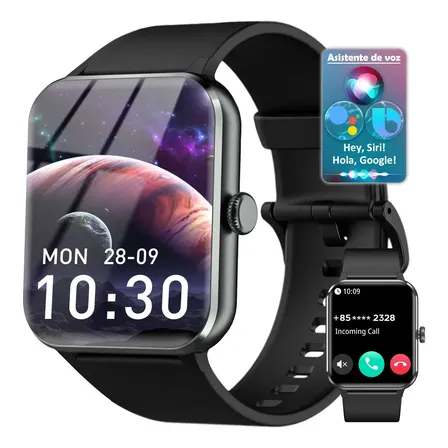 Smartwatch Reloj Inteligente Llamada Deportivo Asistente Voz, Hombres Blackview R50 Sport Reloj Inteligente Mujer... Negro Silicona