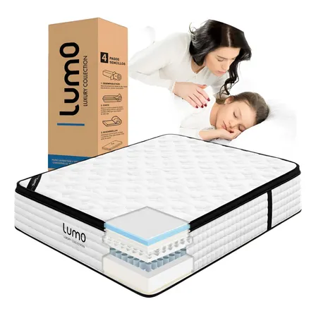 Colchon Premium Queen Size Memory 32cm Transpirable En Caja Blanco