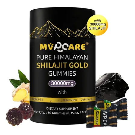 Mvpcare Dosis Máxima 30.000 Mg Shilajit Gummies Puro Del Himalaya 85 Micronutrientes Apto Para Hombres Y Mujeres 100% Natural Orgánico 60 Gommies Sin Sabor