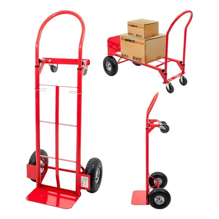 Diablito De Carga 400 Kg Plataforma Acero Ruedas Neumáticas Color Rojo