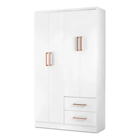 Ropero Closet Armario Blanco De Madera Con 4 Puertas Y Cajones Kingshouse Organización Almacenamiento De Ropa Minimalista Basic Hogar