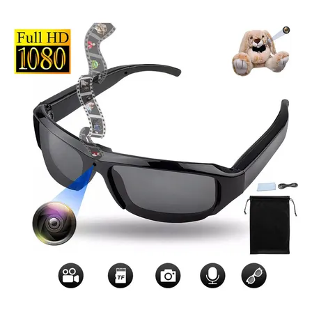 Gafas Cámara Deportiva Full Hd 1080p Ultra Delgadas Con Dvr Lentes Espia - Adecuadas Para Ciclismo, Motocicleta, Pesca Y Automóvil Deportivo Descapotable Negro