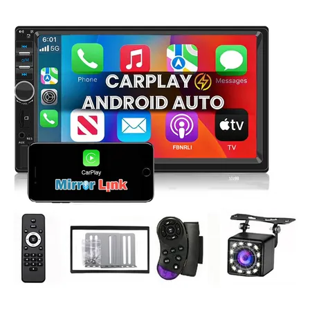 Estéreo Auto Fnbrli 7018b-c Pantalla Carplay Fm Bluetooth Negro