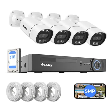 Poe Kit 4 Camaras De Seguridad Audio Videovigilancia 5mp 3tb