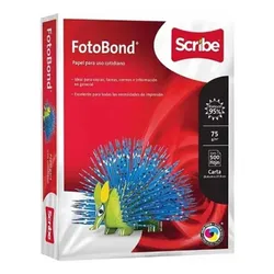 500 Hojas Scribe Papel Fotobond Blanco Carta 95% Blancura 75 g