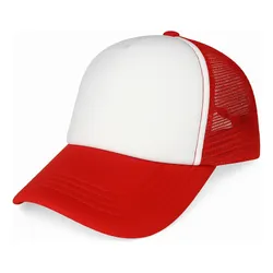 Gorra Lisa De Malla/esponja Trucker Camionero P Sublimar Color Blanco/rojo Talla Unitalla