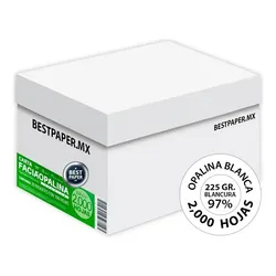 Cartulina Opalina Blanca Carta 225 Gr - Caja/2,000 Hojas Blanco