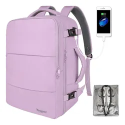 Mochila De Viaje Mujer, Mochila Para Laptop 15.6 Pulgadas, Aprobado Por Avión 10kg Personal Articulo, Mochila Antirrobo Y Impermeable, Mochila Escolar, Taygeer 1001 Color Violeta