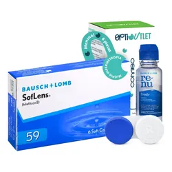 Lentes de Contacto SofLens 59 Bausch + Lomb Graduados Para Miopia Graduación -2.25 con Estuche y Solución Kit Marca Optioutlet
