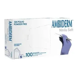 Guantes descartables antideslizantes Ambiderm Soft color violeta talle M de nitrilo x 100 unidades