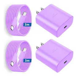 Cerobby 45w Cargador Súper Rápida Tipo C Con Cable De 3 Metros 5a 2 Piezas Para Samsung A57 A56 A37 A36 A35 S26 ultra S25 Plus Violet