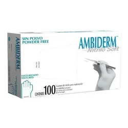 Guantes descartables antideslizantes Ambiderm Soft color blanco talle P de nitrilo x 100 unidades