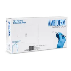 Guantes descartables antideslizantes Ambiderm Soft color azul talle M de nitrilo x 100 unidades